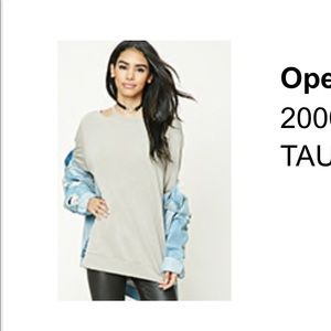 Taupe cold shoulder sweatshirt